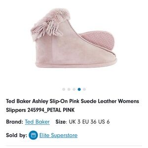 Ted Baker Petal Pink Tassel Pom Suede Slip-Ons